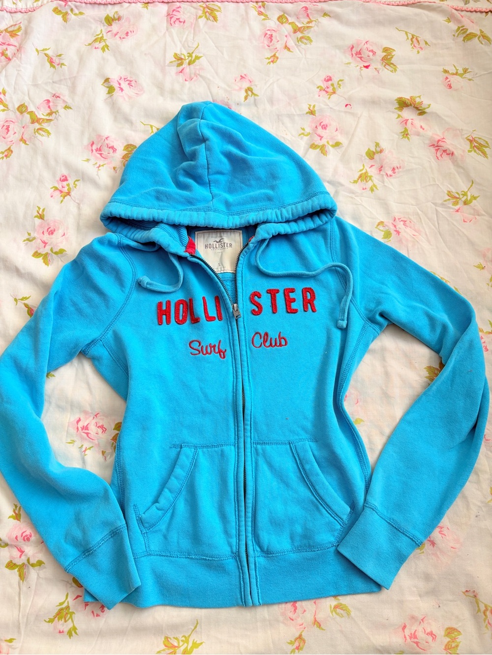 Vintage Hollister Blue Zip-Up Hoodie - Surf Club